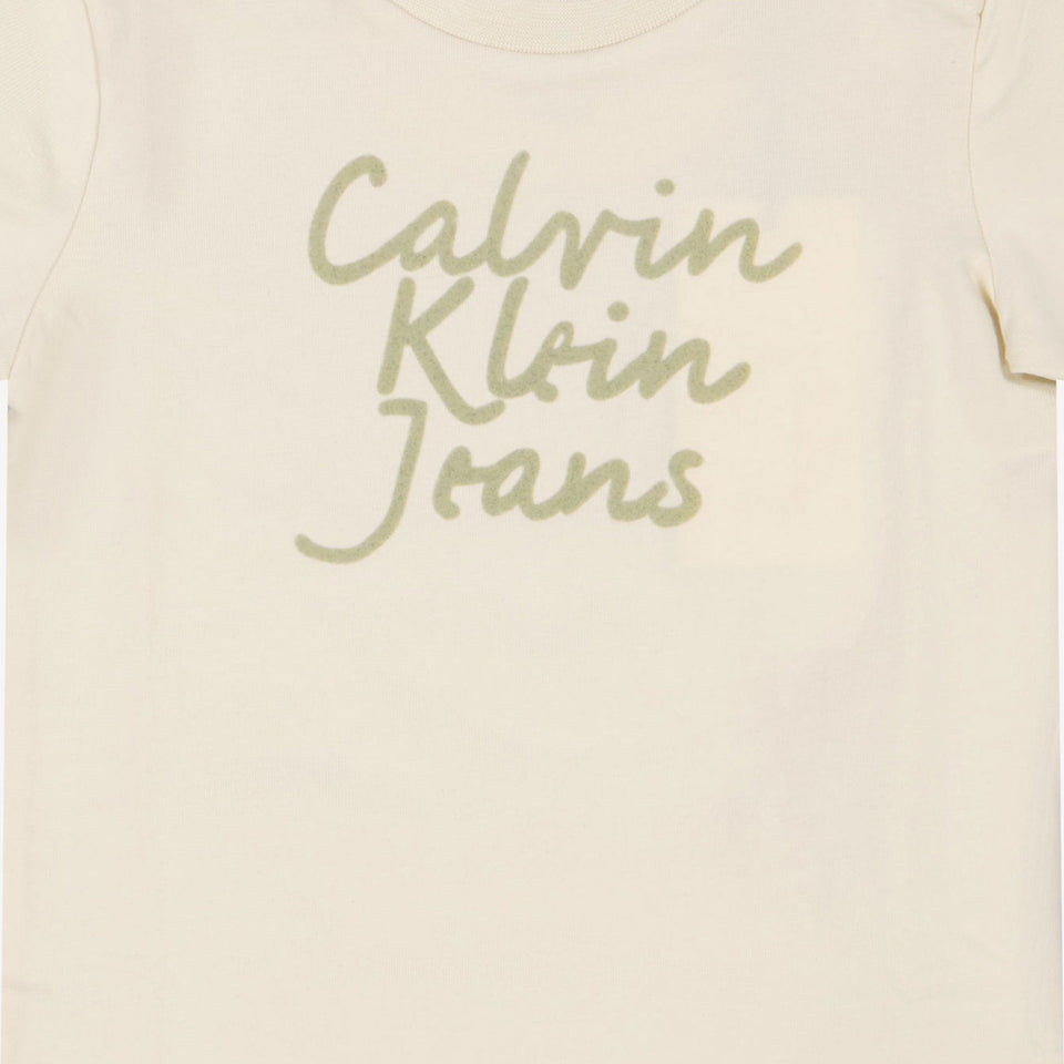 Calvin Klein Bebé Unisex Camiseta en Blanco Roto