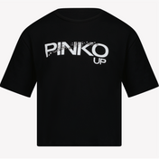 T-shirt de garotas para crianças Pinko Black