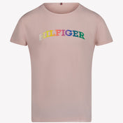 Tommy Hilfiger Camiseta para niñas para niños rosa claro