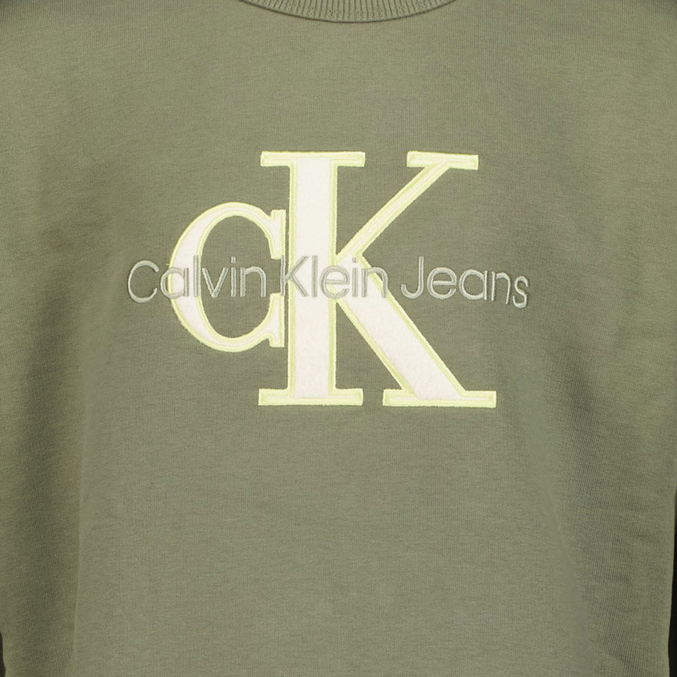 Calvin Klein Niño Chicos Suéter Verde Oliva