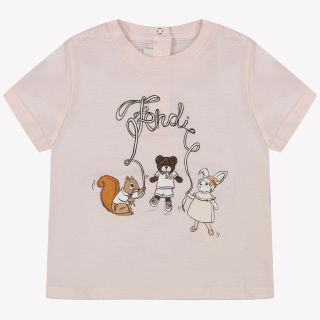 Fendi Bébé Filles T-shirt Rose Léger