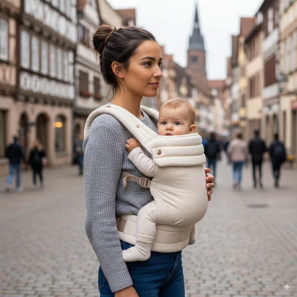 Aurén Ergonomic Baby Carrier - confortevole, regolabile ed elegante - Crema
